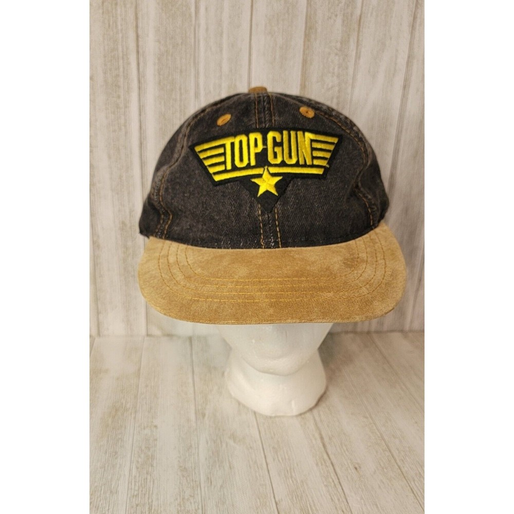 OTTO Top Gun Movie Patch Baseball Cap Leather Blue Gold Adjustable